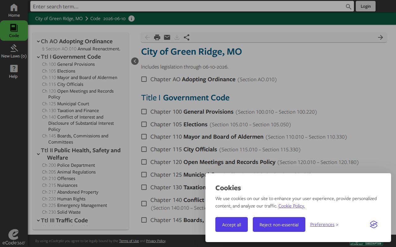 Green Ridge Chapter 125 municipal court code